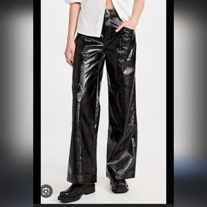 Free People Black Shiny Women's Pants